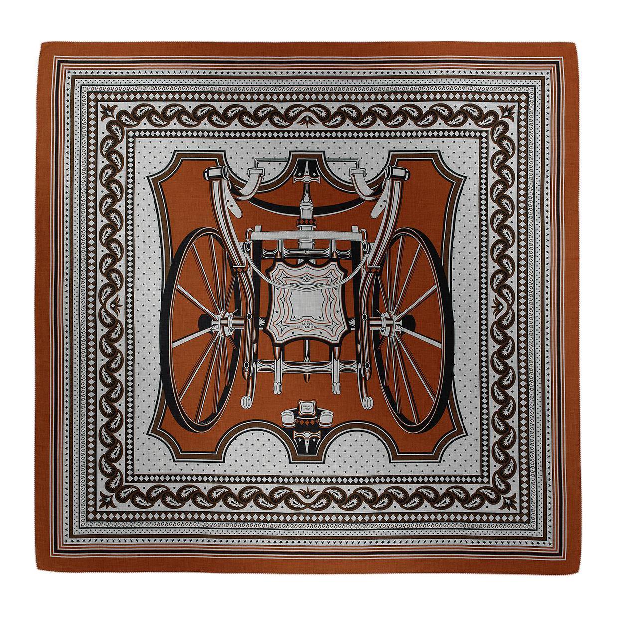 

Кашемировый шелковый шаль унисекс коричневый HERMES