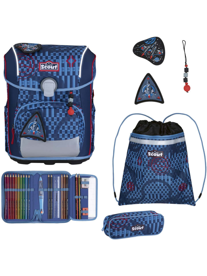 

Scout Набор школьных сумок Neo Safety Light, 4 предмета, Space Explorer, синий