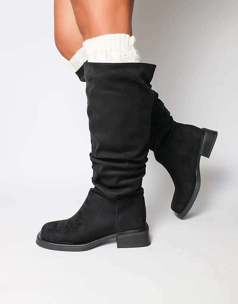 Ботильоны SIMMI Shoes Amrose на каблуке с рюшами из черной замши