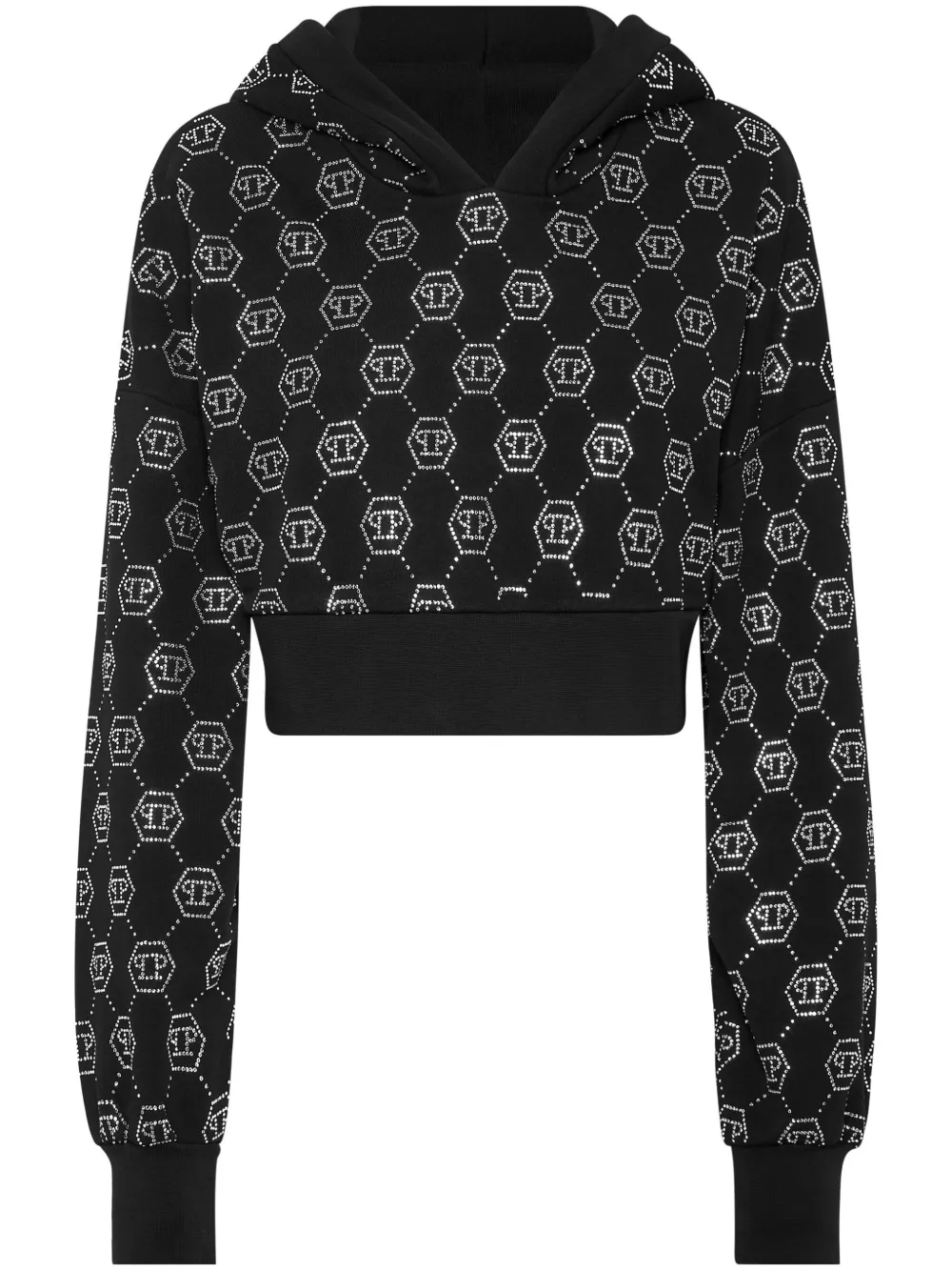 

Укороченное худи с монограммой Philipp Plein, черный
