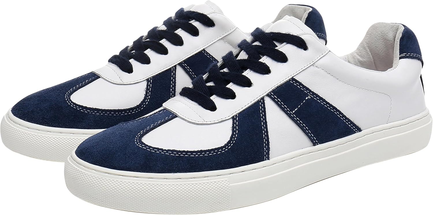 

Мужские повседневные кроссовки Santimon из натуральной кожи - двухцветные дерби низкие спортивные туфли для комфорта и стиля, голубой