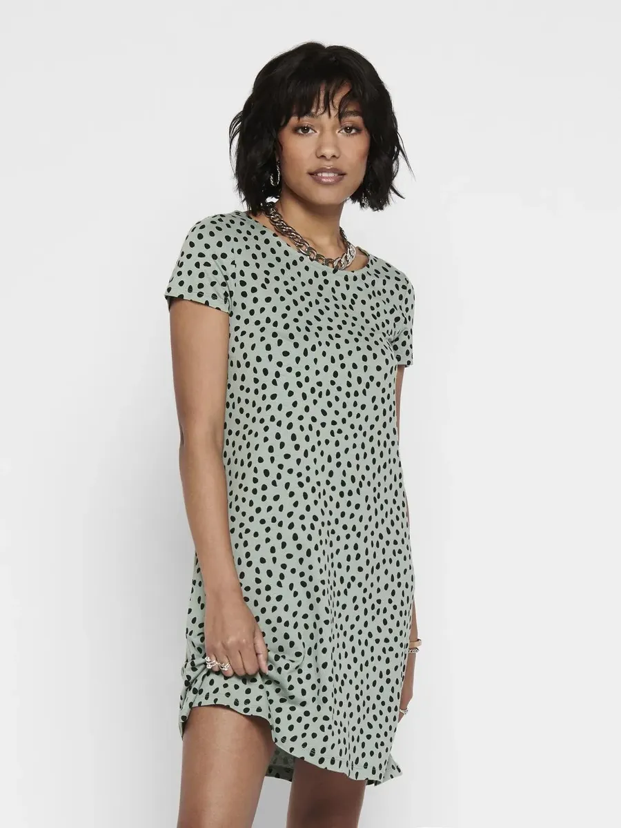 

Мини-платье ONLBERA BACK LACE UP S/S DRESS JRS NOOS " Only, цвет Chinois Green Aop:Black Dots
