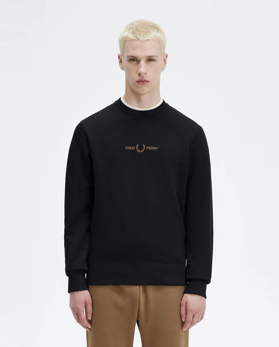 

Мужская однотонная толстовка с круглым вырезом Fred Perry, тёмно-синий