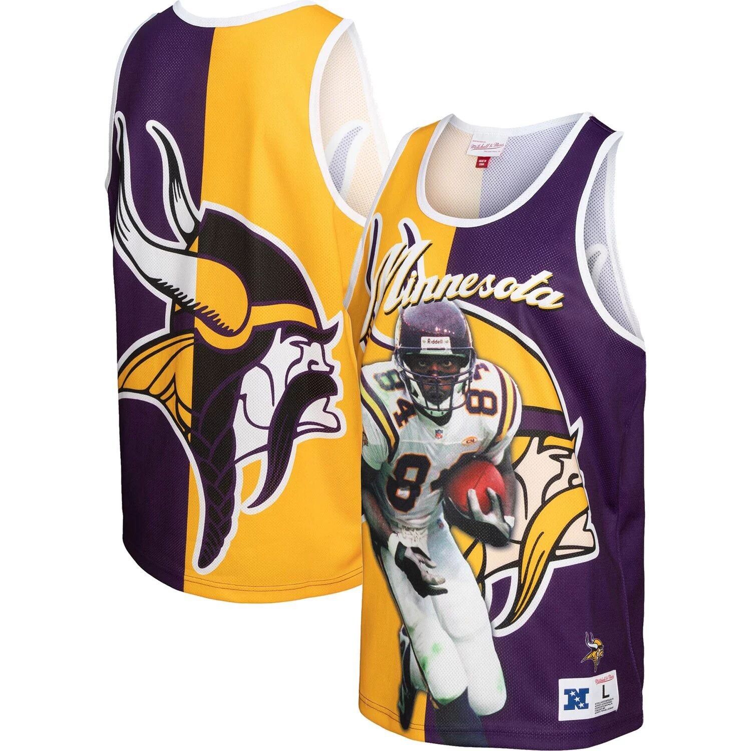 

Мужская майка с рисунком Mitchell & Ness Randy Moss фиолетового/золотого цвета Minnesota Vikings Retired Player, Фиолетовый;серый, Мужская майка с рисунком Mitchell & Ness Randy Moss фиолетового/золотого цвета Minnesota Vikings Retired Player