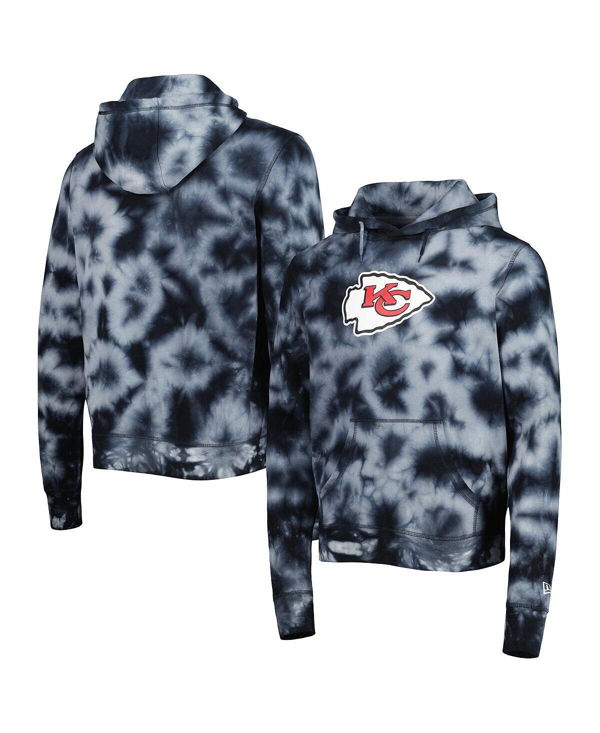 

Мужской черный пуловер с капюшоном Kansas City Chiefs Team Tie Dye New Era