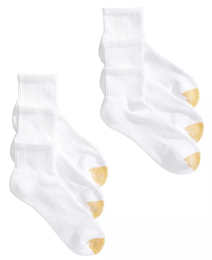 

Женские спортивные носки Half-Cushion Quarter, 6 пар в упаковке Gold Toe, белый