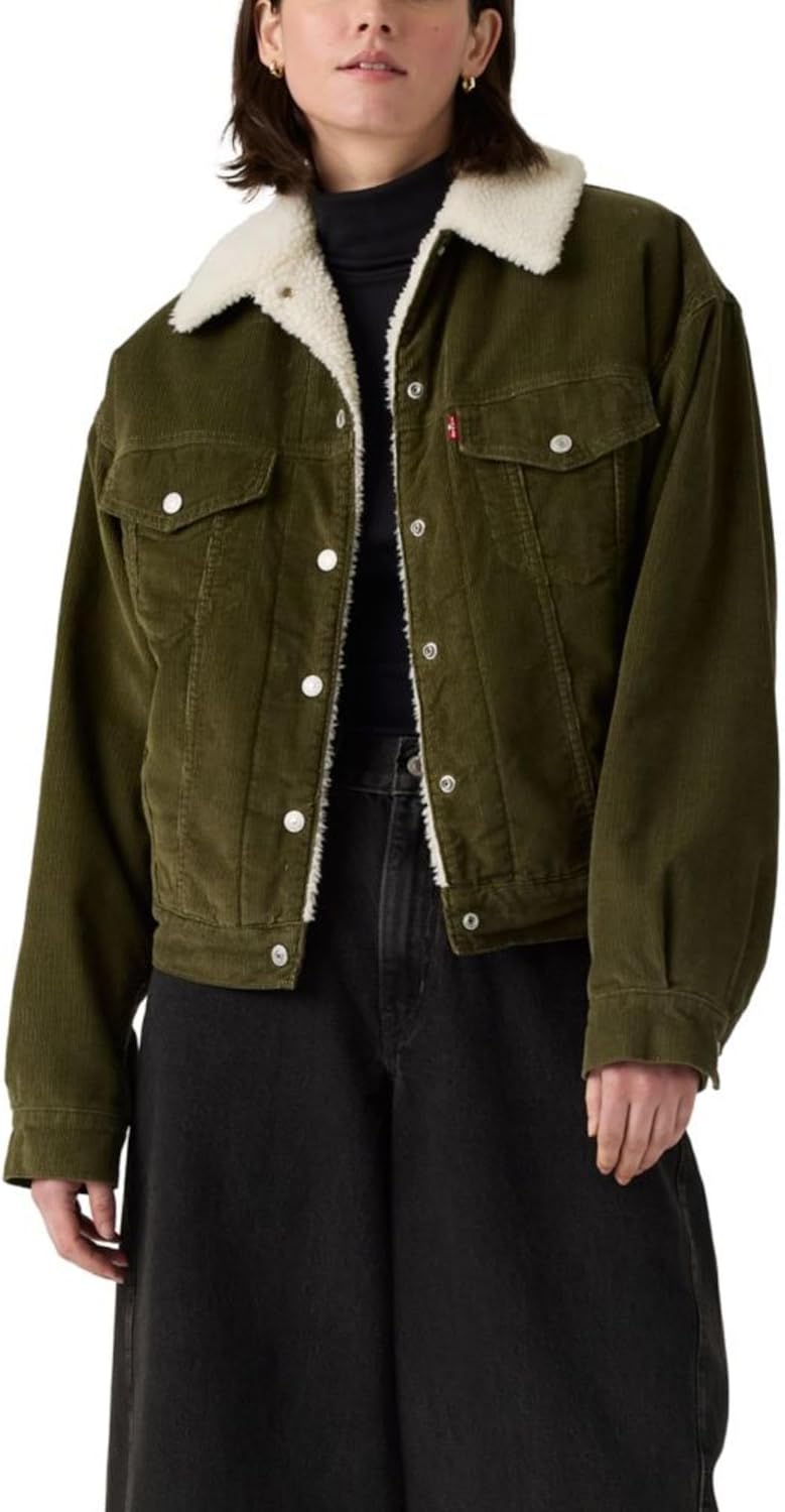 

Levi's Женская куртка-тракер на шерпе в стиле 90-х, (New) Ivy Green (Corduroy - Non Stretch)