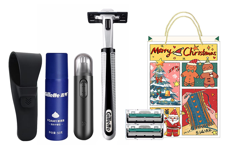 Подарочный набор для бритья Gillette: бритвенный станок + сменные кассеты (6 шт) + пена для бритья + триммер — фото 3