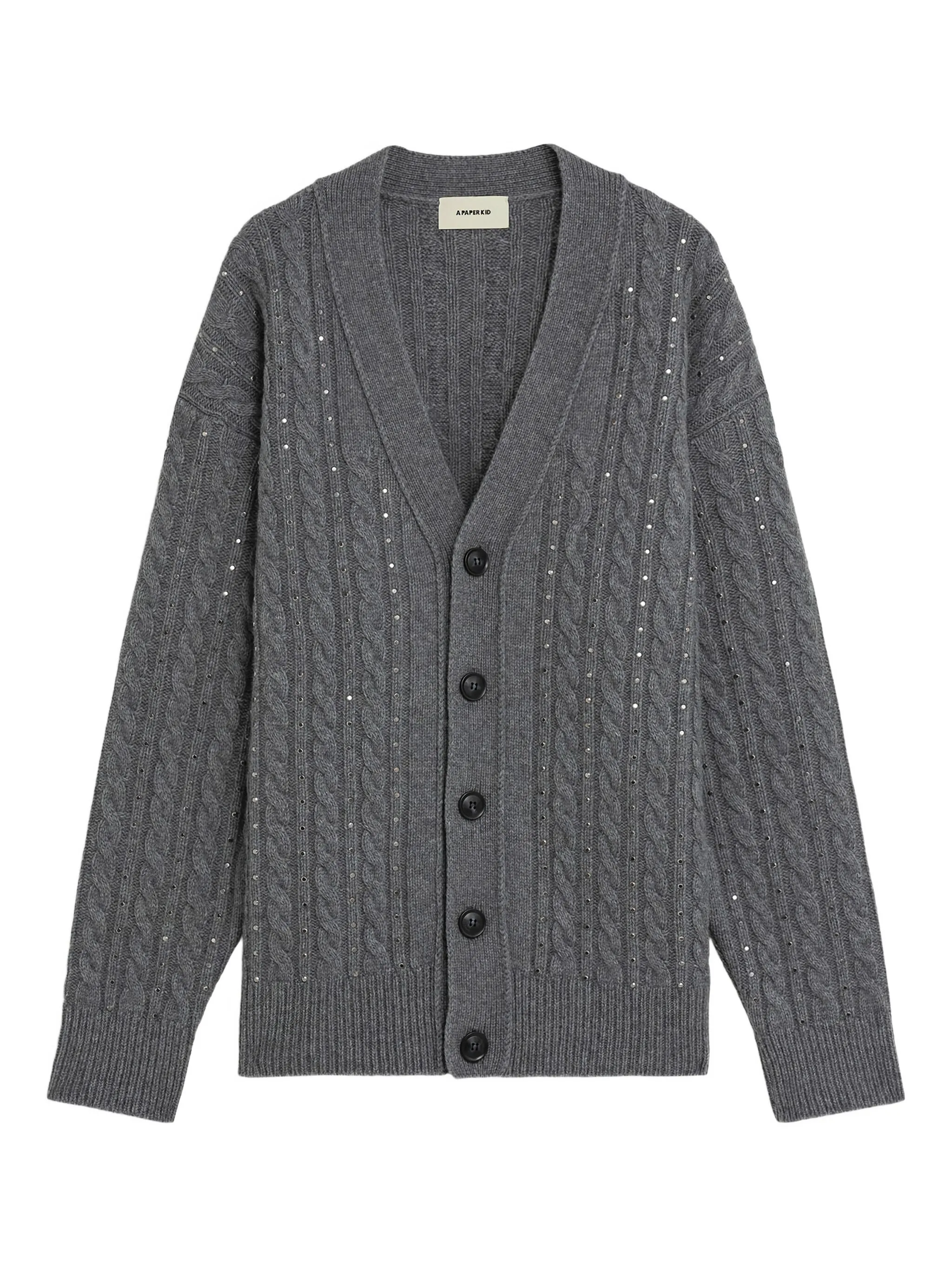 

Декорированный кардиган фактурной вязки A Paper Kid, серый