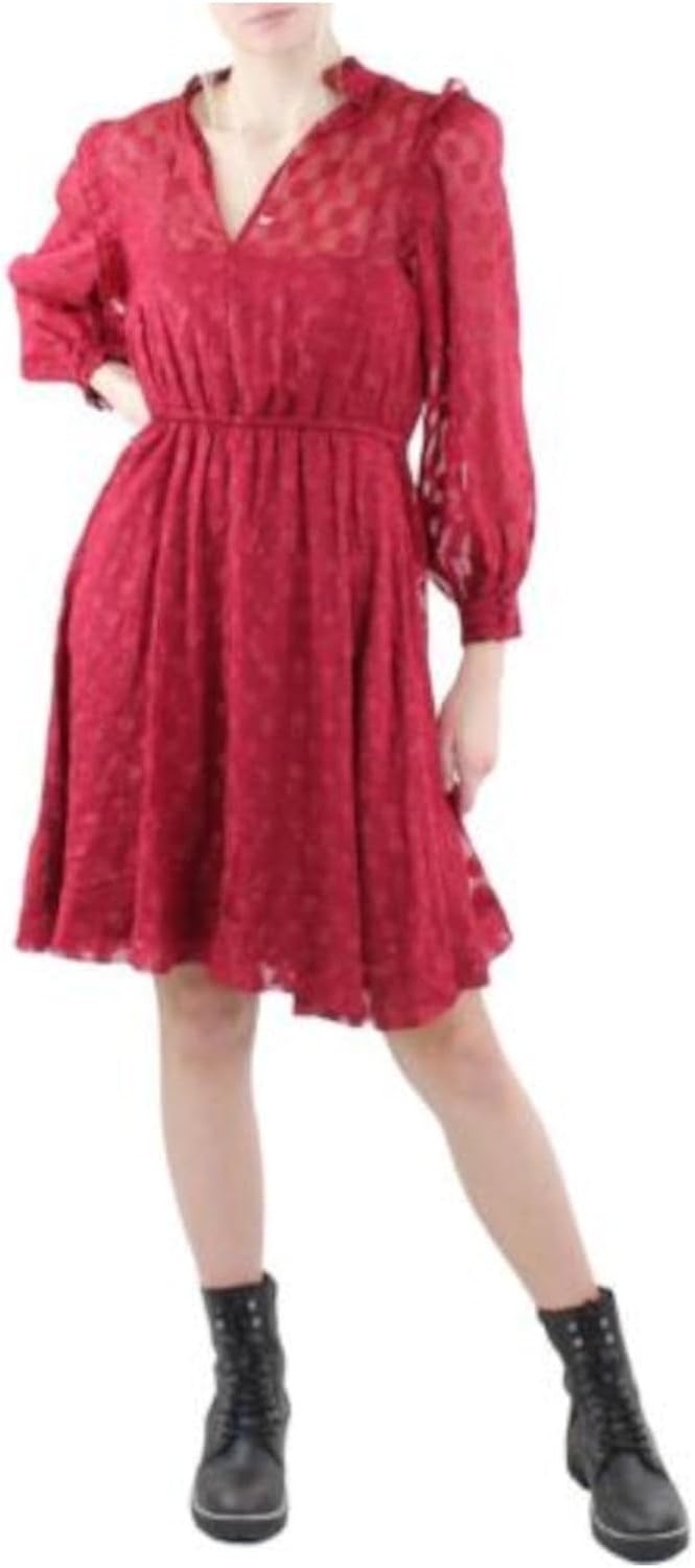 

Женское платье Calvin Klein с рукавами 3/4 и застежкой-молнией в горошек, Cranberry