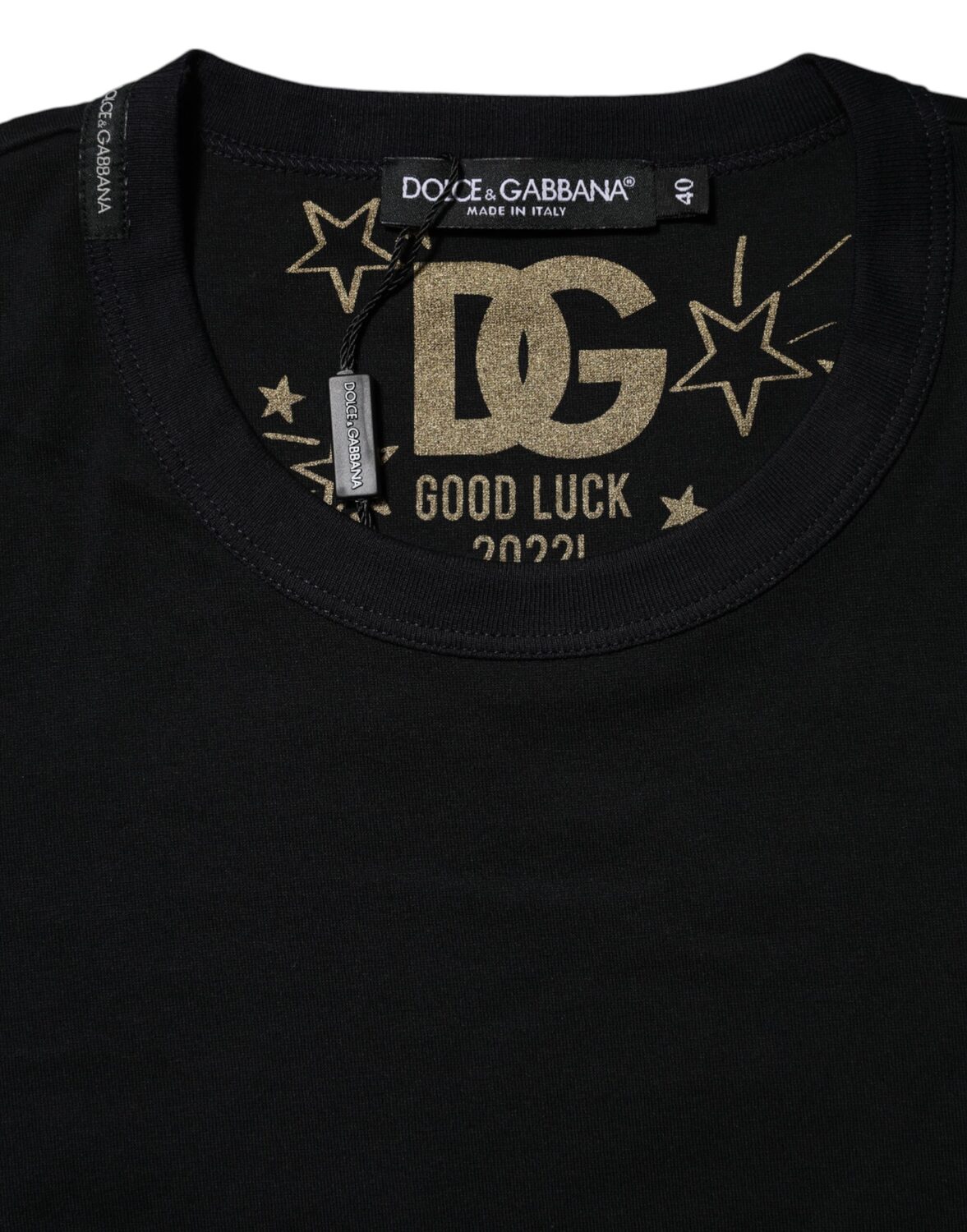 Черная хлопковая футболка с короткими рукавами и принтом DG Dolce & Gabbana, черный — фото 3