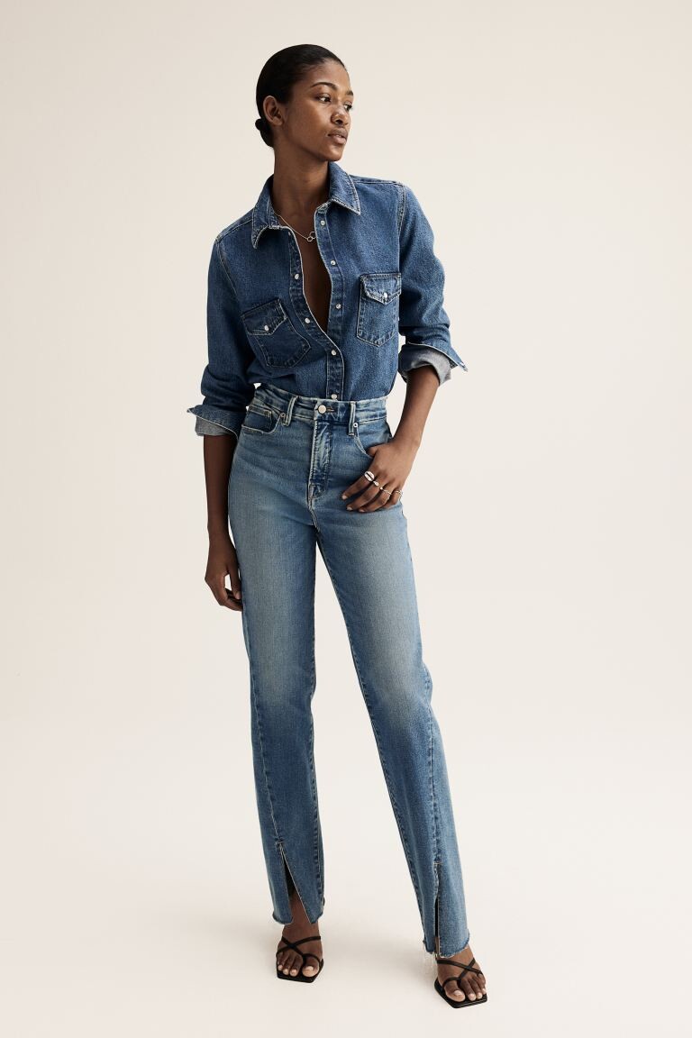 

Хороший мальчик с искривленной щелью Good American, индиго