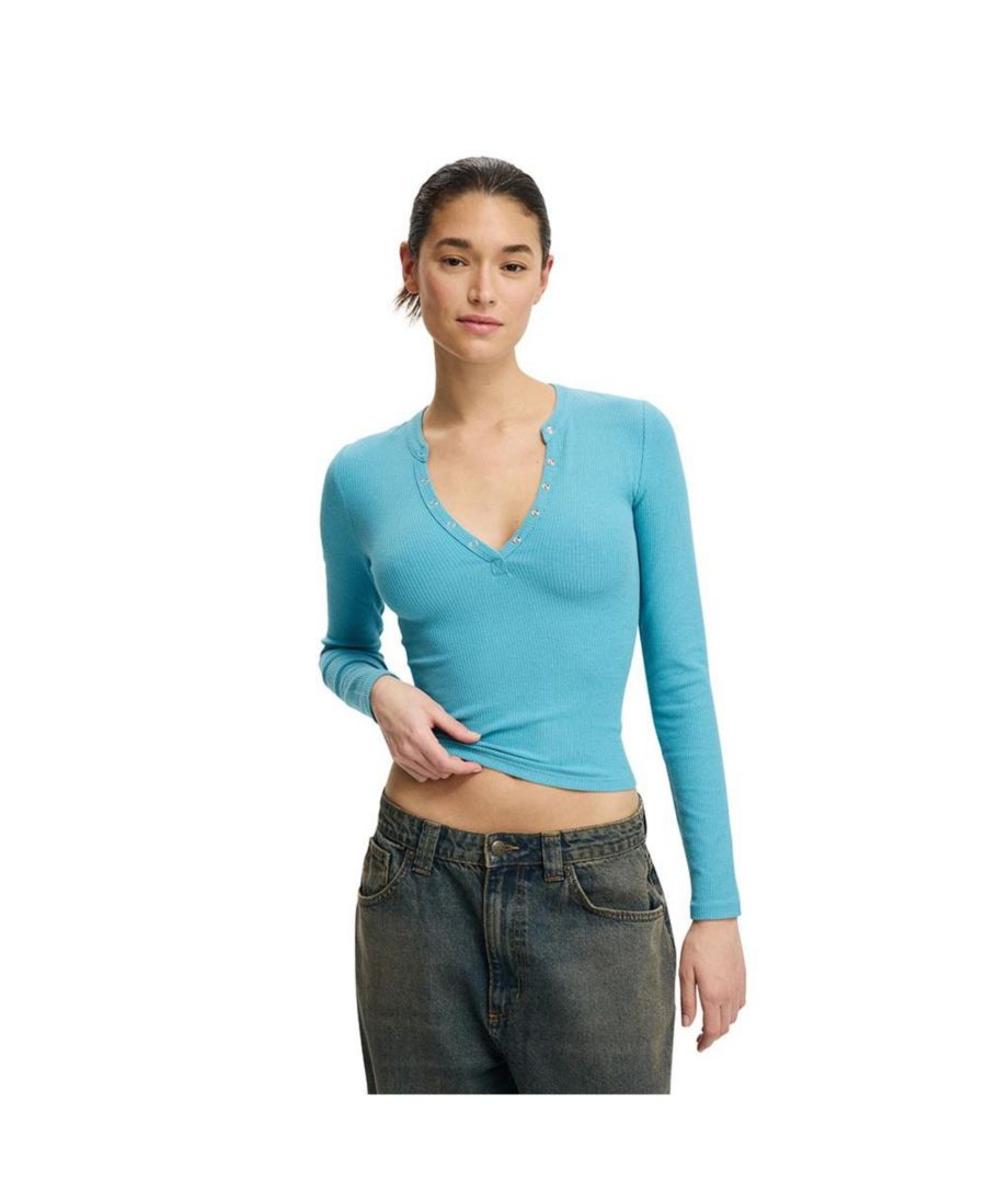 

Женская футболка-поло Ryan Henley с длинным рукавом COTTON ON, Tanzanite blue