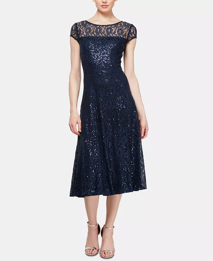 

Платье Sequined Lace Midi Dresses SL Fashions, синий