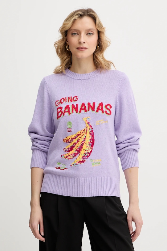 

Свитер из шерстяной смеси Farm Rio, фиолетовый