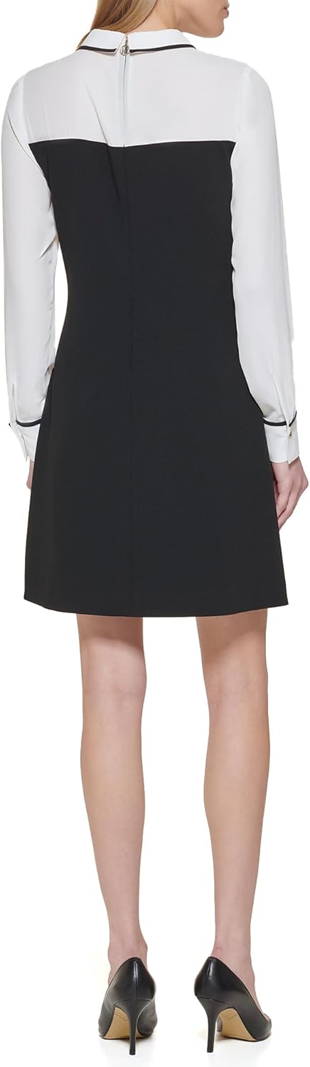 Женское мини-платье Tommy Hilfiger с длинными рукавами и воротником, Black — фото 4