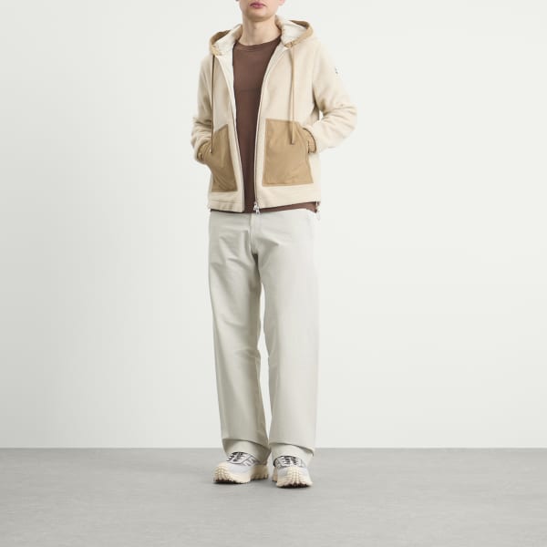 Флисовая куртка-мешок с капюшоном на молнии Moncler, бежевый — фото 4