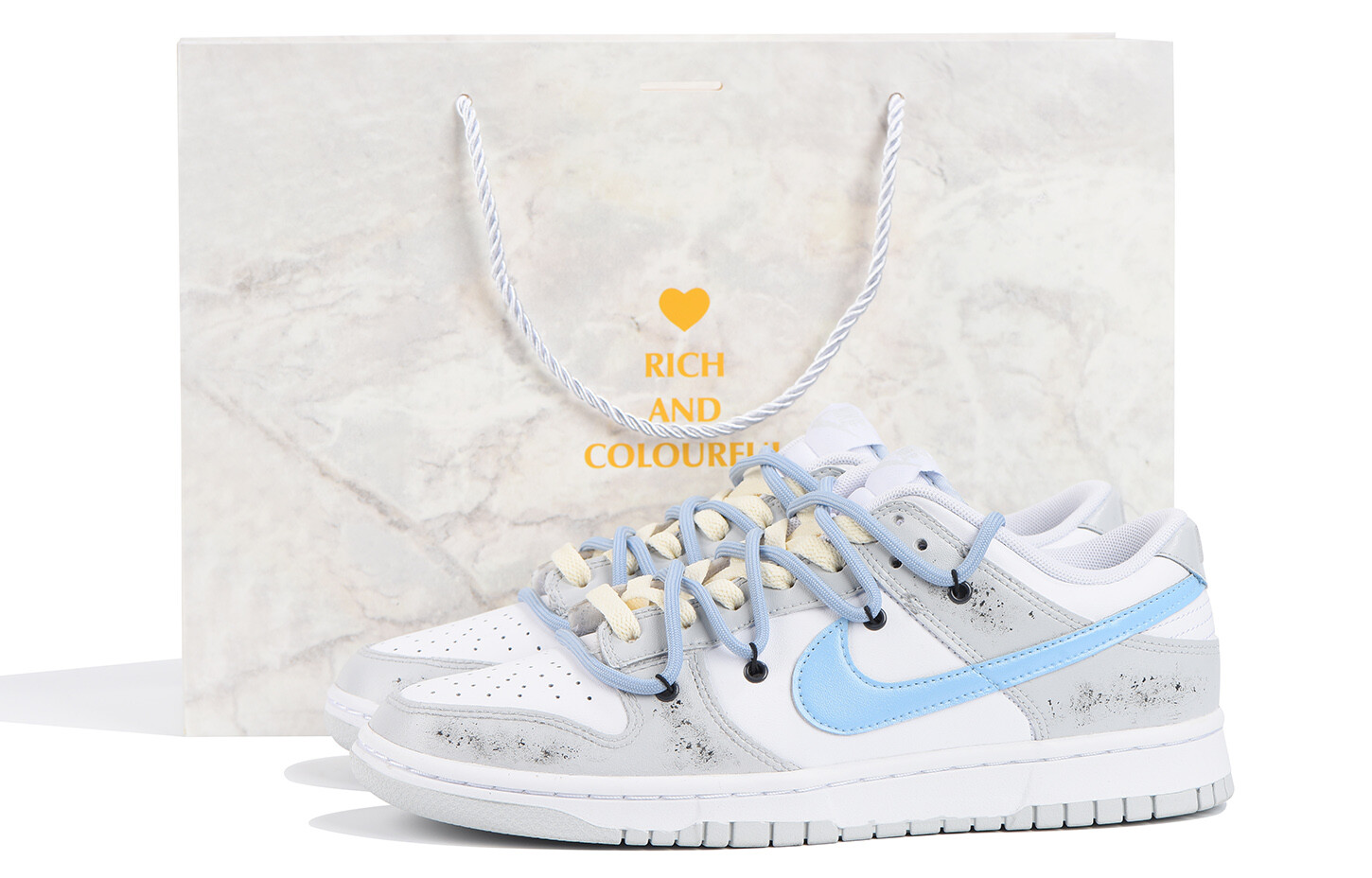 

Кроссовки для скейтбординга Dunk женские с низким верхом, белый, синий Nike