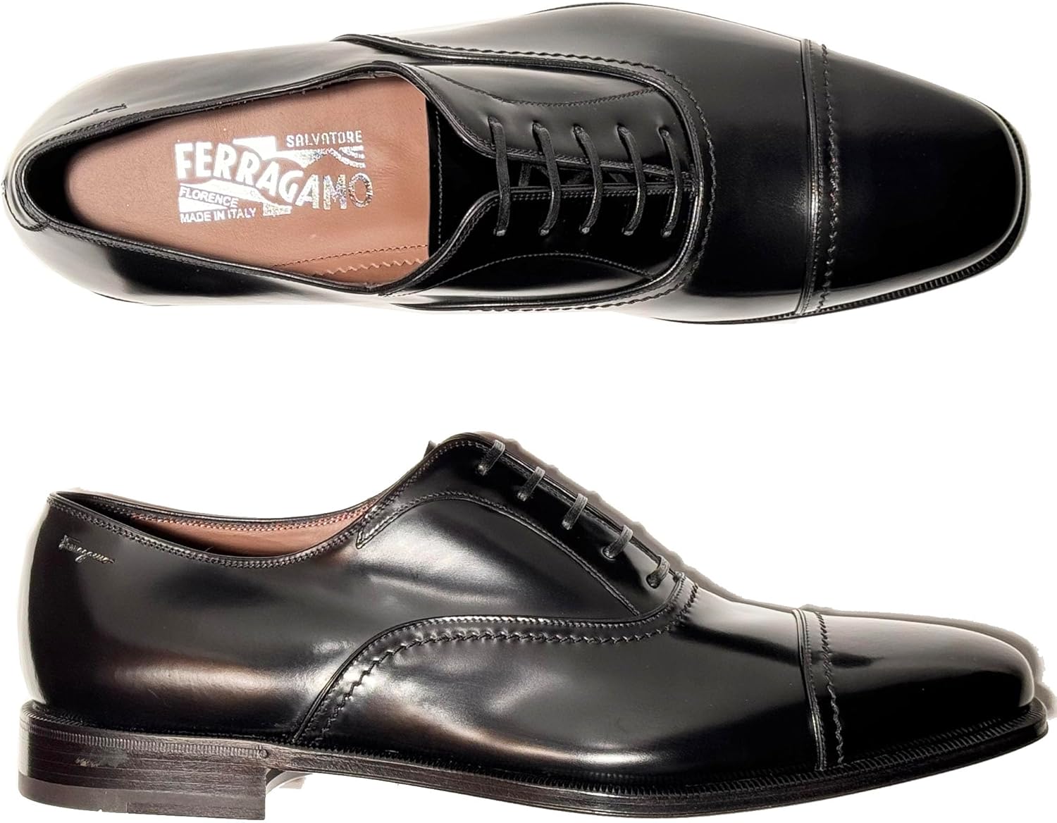 Мужские черные туфли Oxford с закрытым мысом и кожаной отделкой Ferragamo SEUL (D/Medium), Nero — фото 3