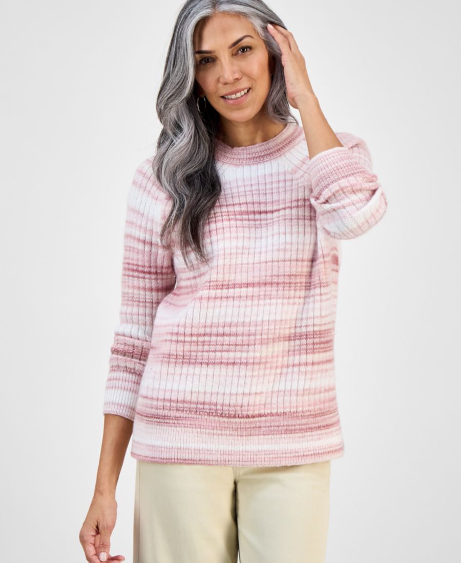 

Женский свитер с длинными рукавами и круглым вырезом, выполненный в технике космической окраски, эксклюзивно для Macy's Style & Co, Spacedye Pink