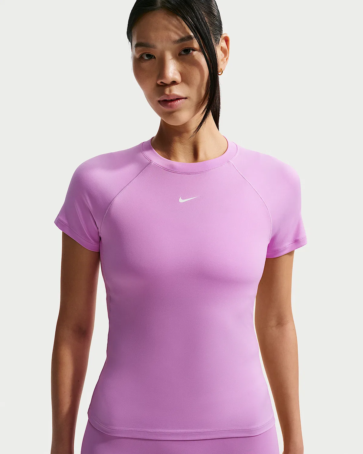 Женский топ Nike Pro Dri-FIT с коротким рукавом, Light Magenta/White