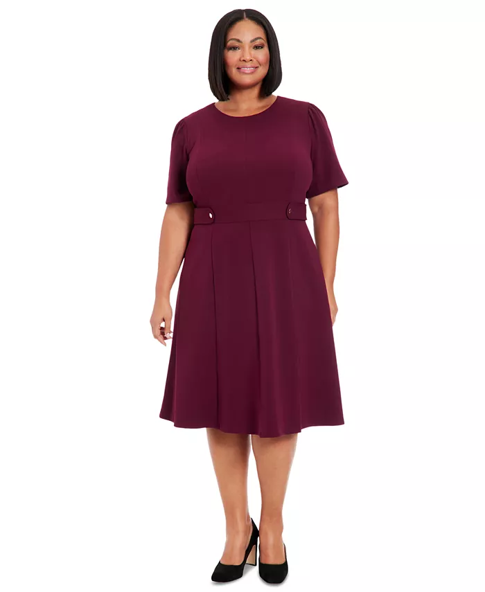 

Платье миди из крепа и неопрена Plus Size Fit & Flare Scuba London Times, фиолетовый