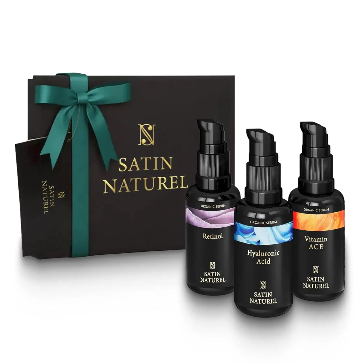 Набор сывороток для лица «Luxury Gifts» от Satin Naturel Satin Naturel, 3 X 30 Ml Luxurious Serum Set With Retinol, Hyaluronic And Vitamin C
