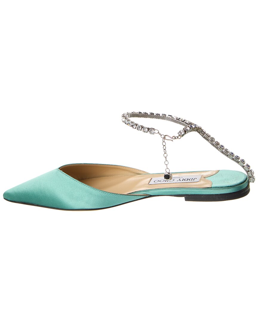 Сатиновые туфли Jimmy Choo Saeda Flat, зеленый — фото 2