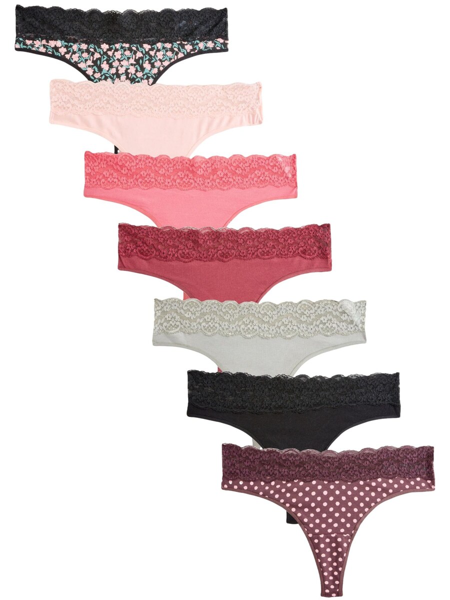 

Стринги Next, цвет Pastel green/Raspberry/Rose/Wine red/Dark red/Black