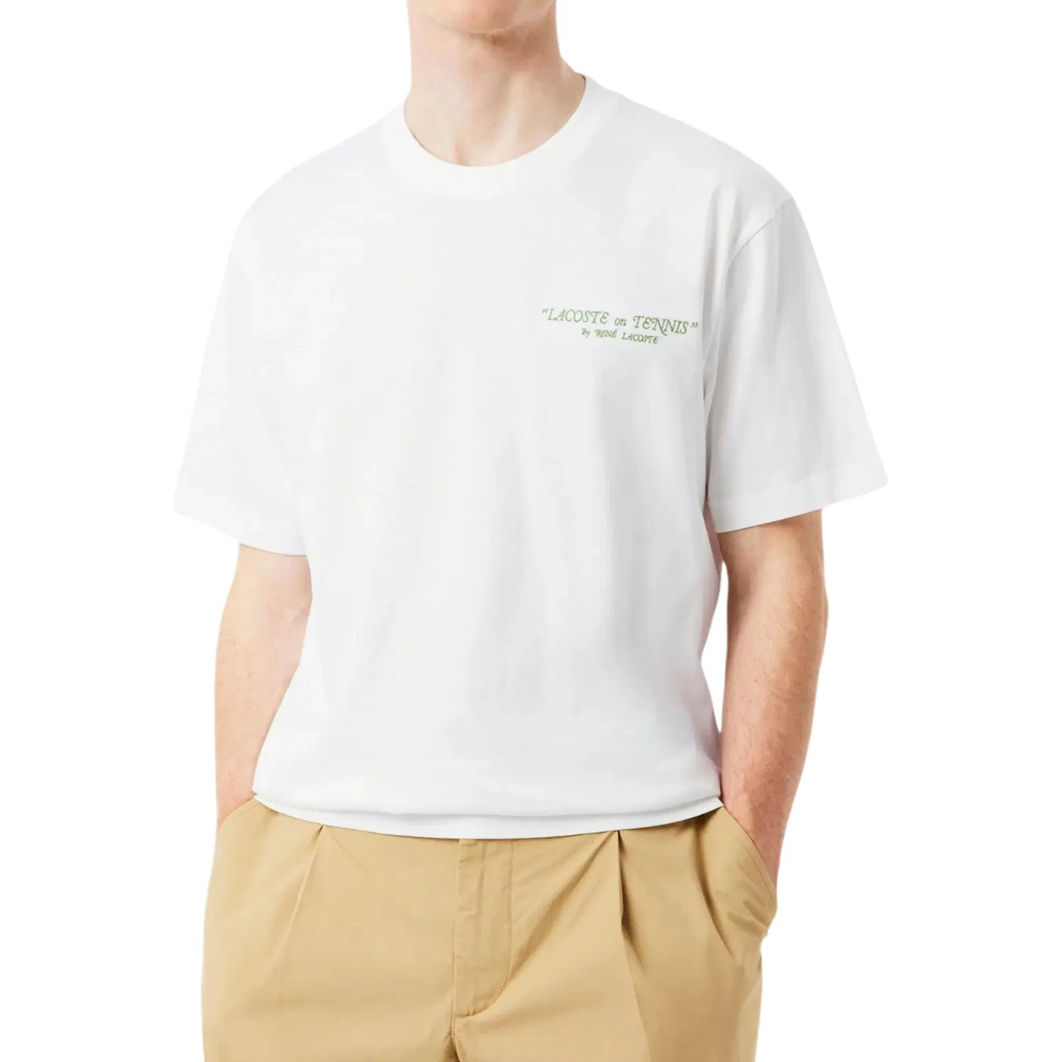 Футболка теннисная с принтом LACOSTE, White — фото 3