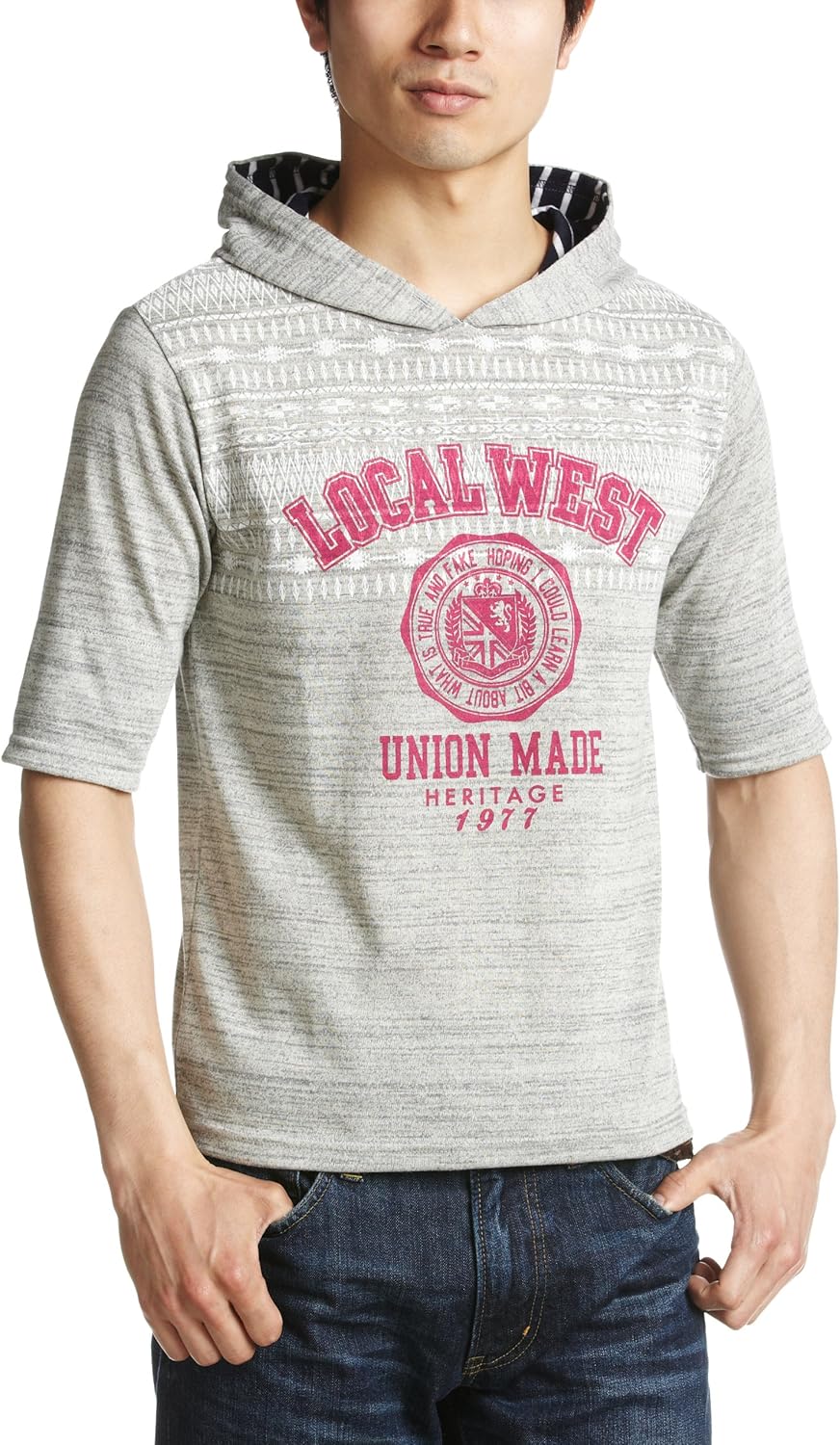 

Розовая толстовка с капюшоном из грубой зернистой кожи цвета вереска с рукавами 5/8, модель College Pincponc