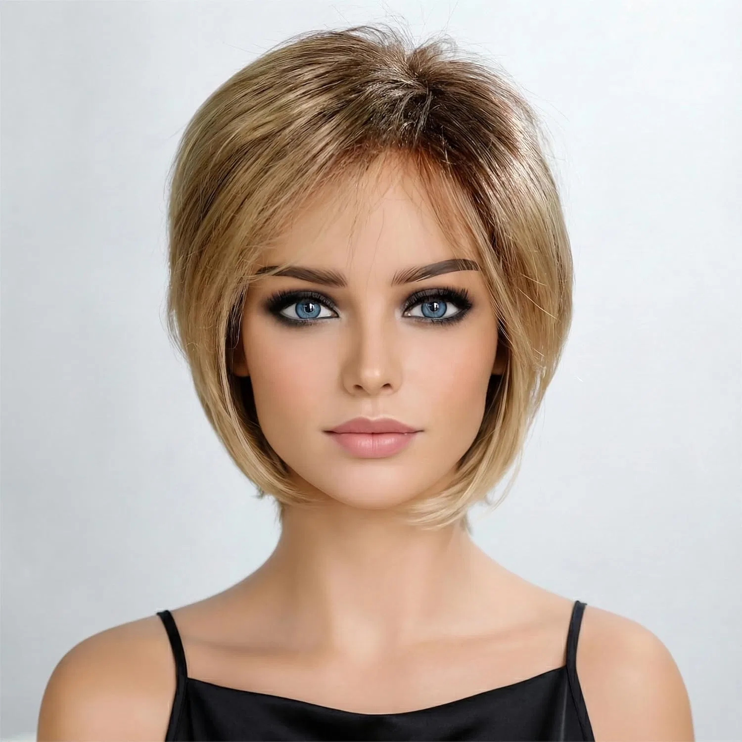 Женский короткий парик с челкой «Gradient Blonde» Aiylmz, Blonde With Colour Gradient