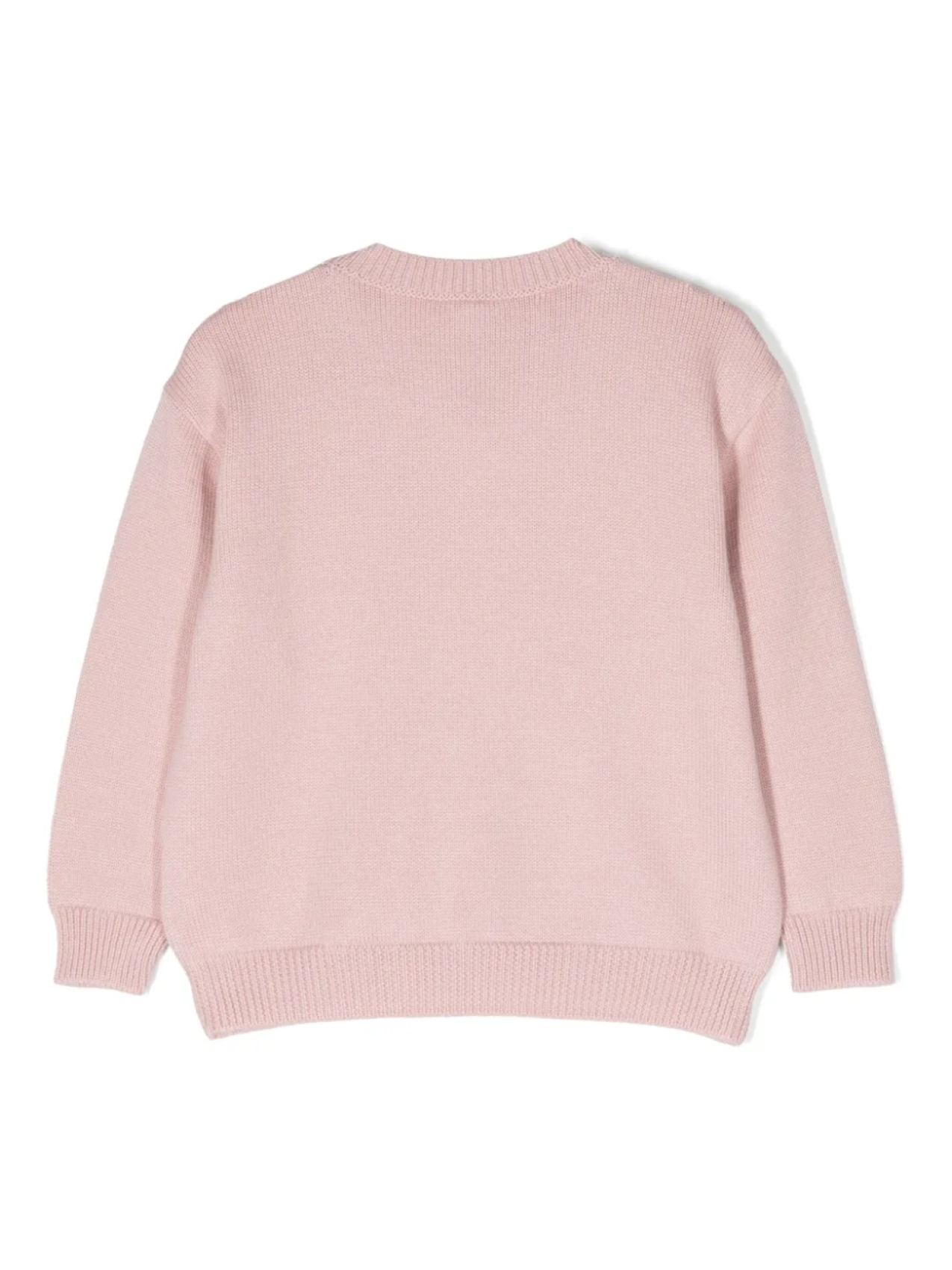 Джемпер из вирджинской шерсти с логотипом Fendi Kids, розовый — фото 2