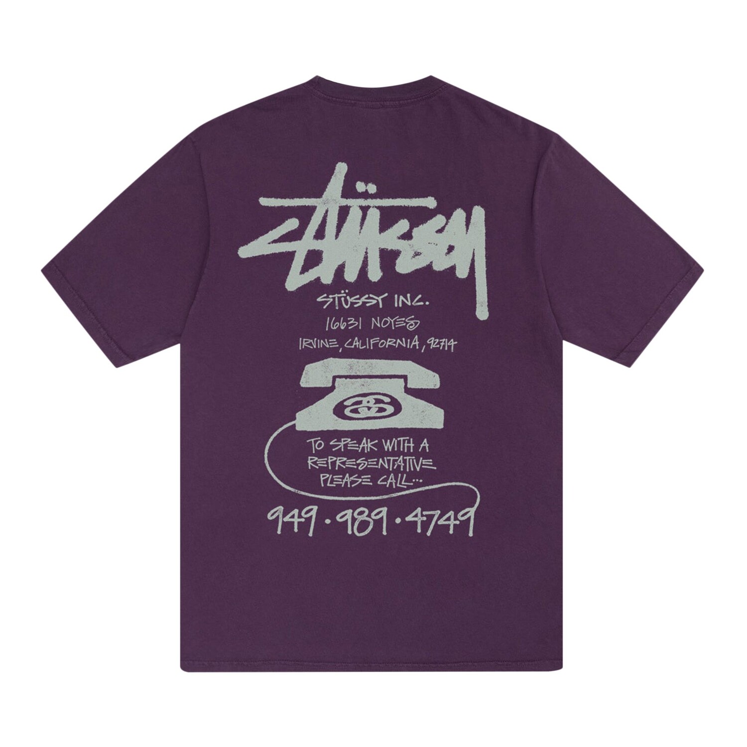 Старая футболка для телефона Stussy, фиолетовая — фото 2