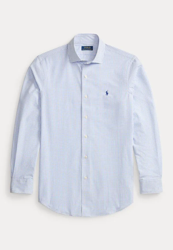 Рубашка из эластичного поплина в клетку, сшитая на заказ. Polo Ralph Lauren, White/Harbor Island Blue — фото 4