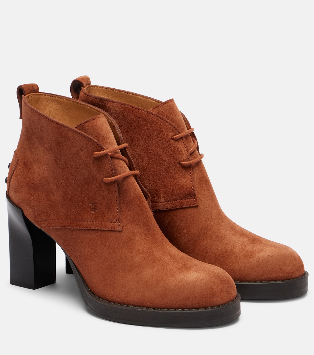 Ботинки BH Bootie 80 на шнуровке из замши Tod's, Bruciato