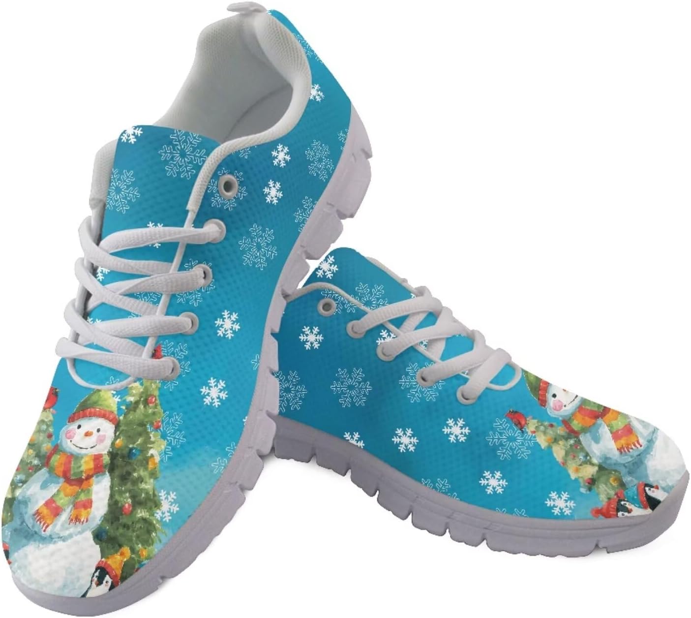 

Кроссовки Forchrinse для женщин и мужчин, повседневные, с шнуровкой, для бега, дышащие, легкие теннисные обувь, Christmas Snowman