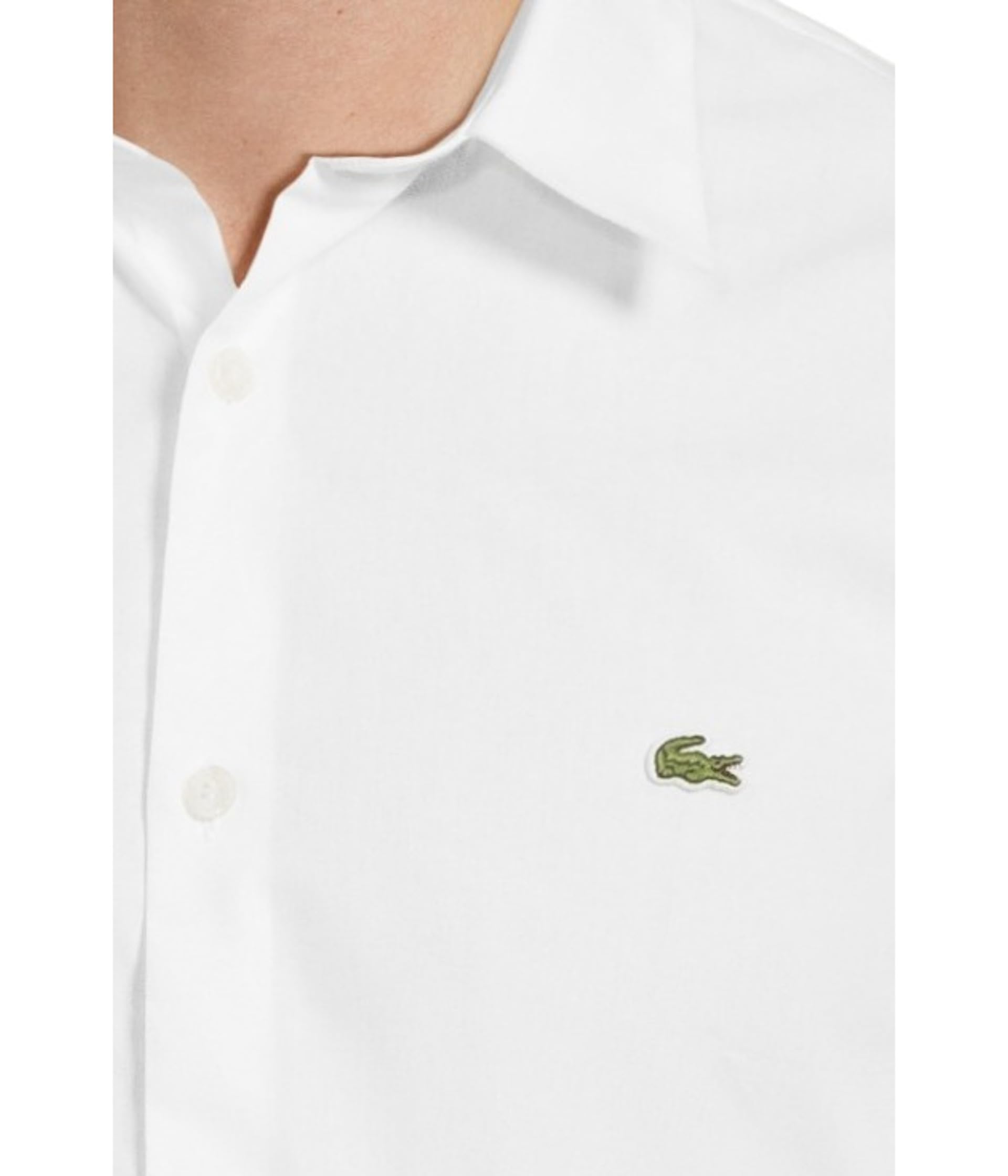 Рубашка Lacoste Slim Fit Stretch Cotton Poplin Shirt, белый — фото 4