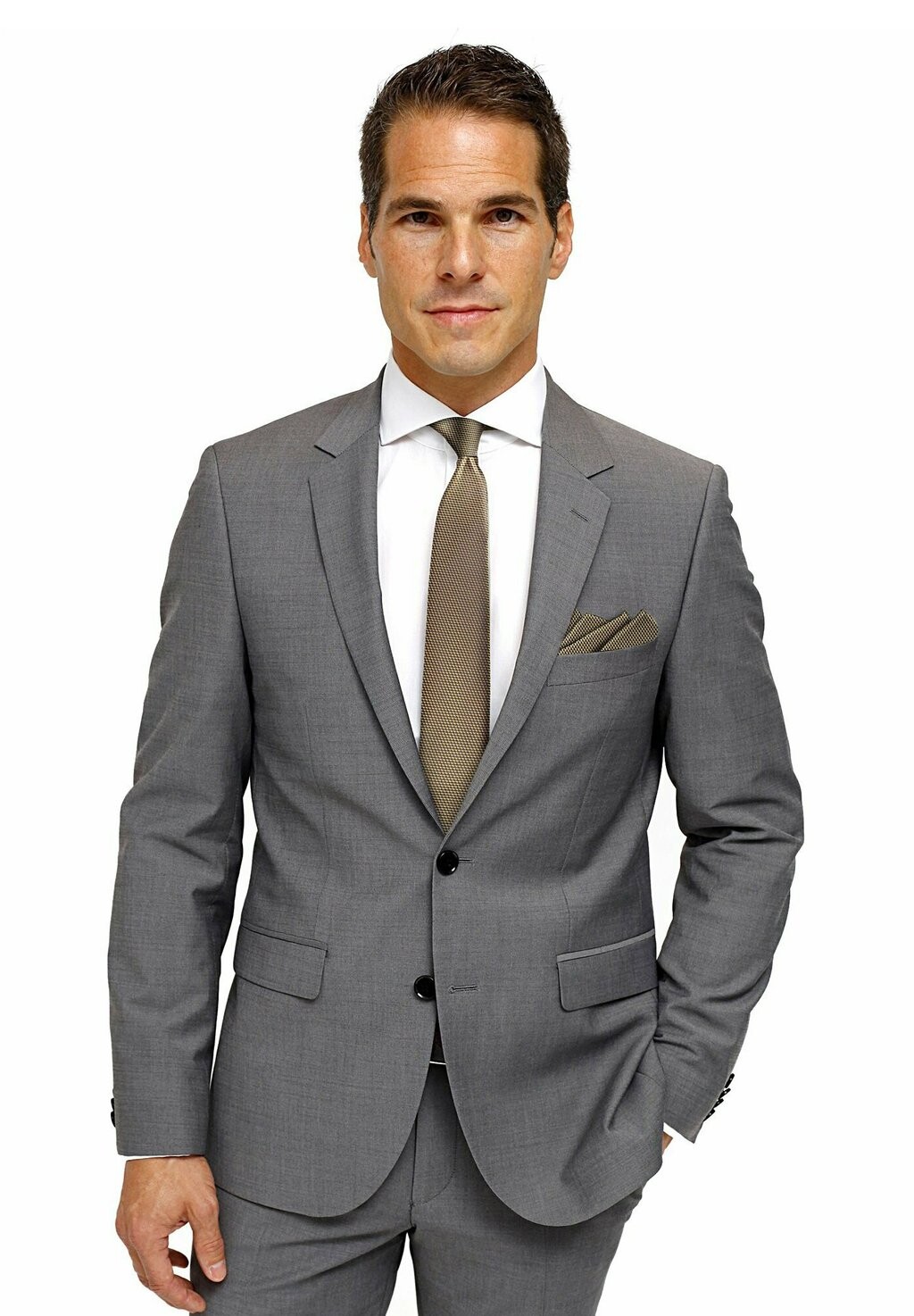 

Галстук 2-SET CASTRO JACQUARD Gassani, цвет beige hell-braun blau kariert petrol punkte