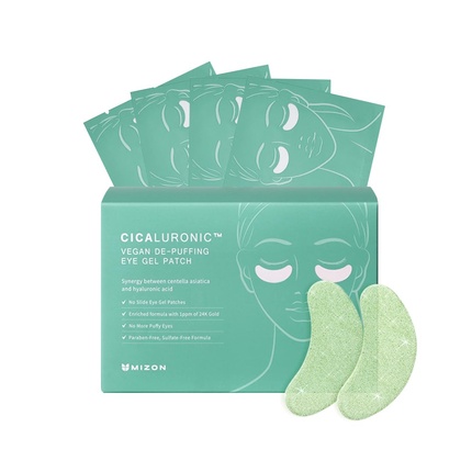 

Cicaluronic Vegan De-Puffing Eye Gel Patch с 24-каратным золотом и Cica Under Eye Mizon