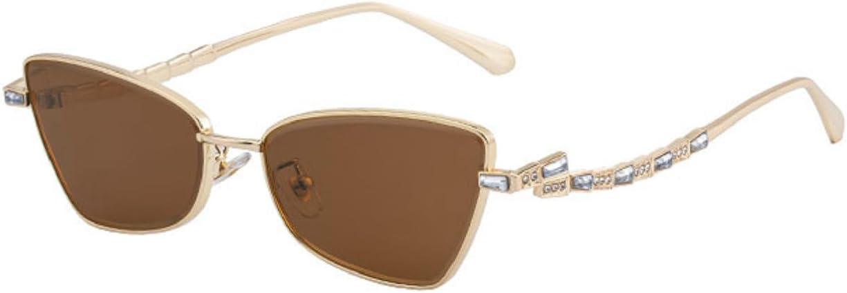 

Модные винтажные солнцезащитные очки «кошачий глаз» с кристаллами для женщин, трендовые летние очки с градиентом из страз и защитой от ультрафиолета UV400 mincl, Brown