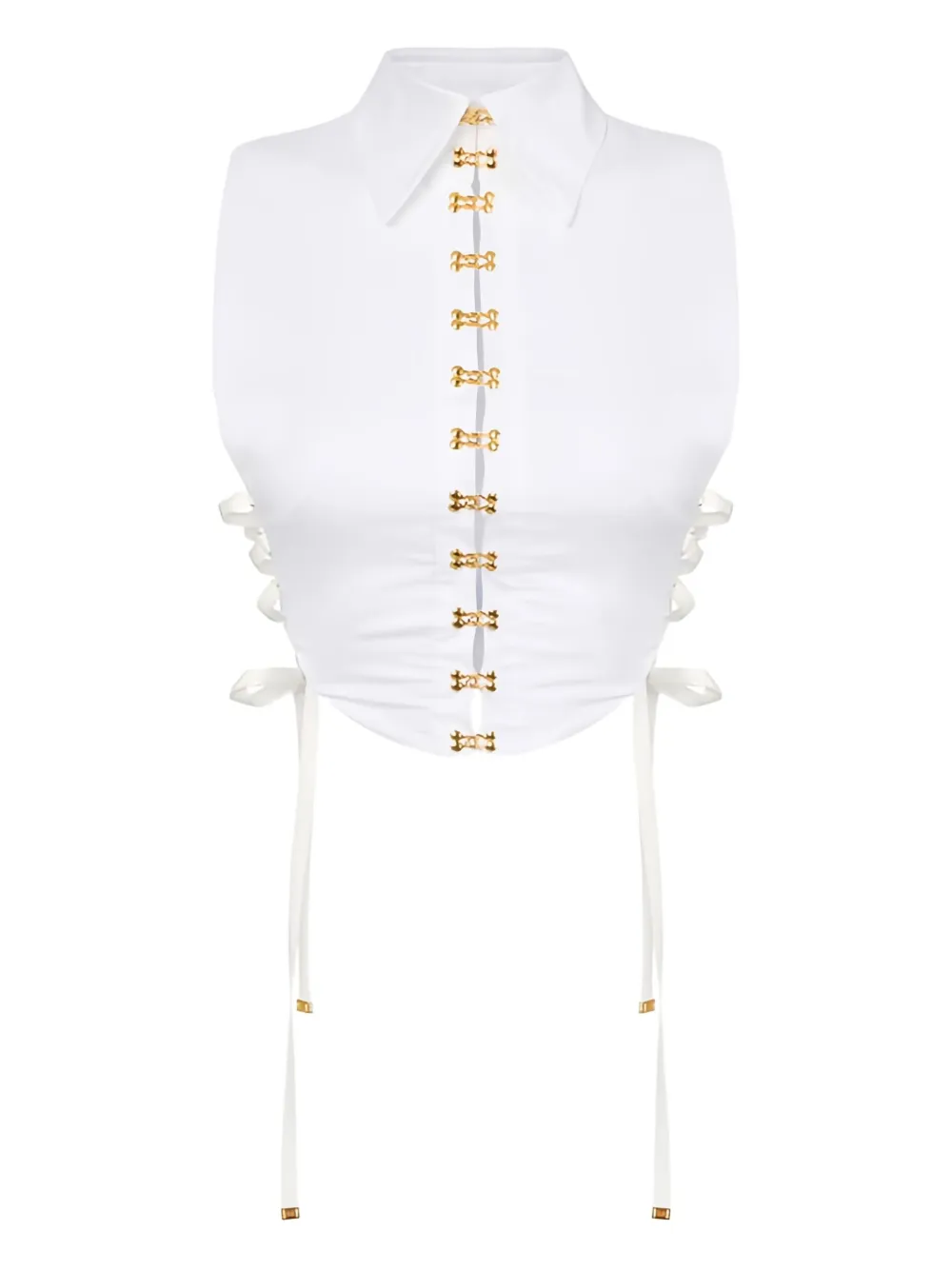 

Рубашка с перекрещивающимися застежками-украшениями Elisabetta Franchi, белый