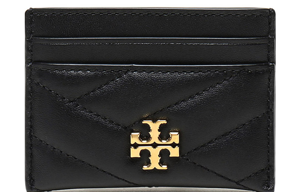 

TORY BURCH Женский кожаный держатель для карт Kira, черный/черно-золотой