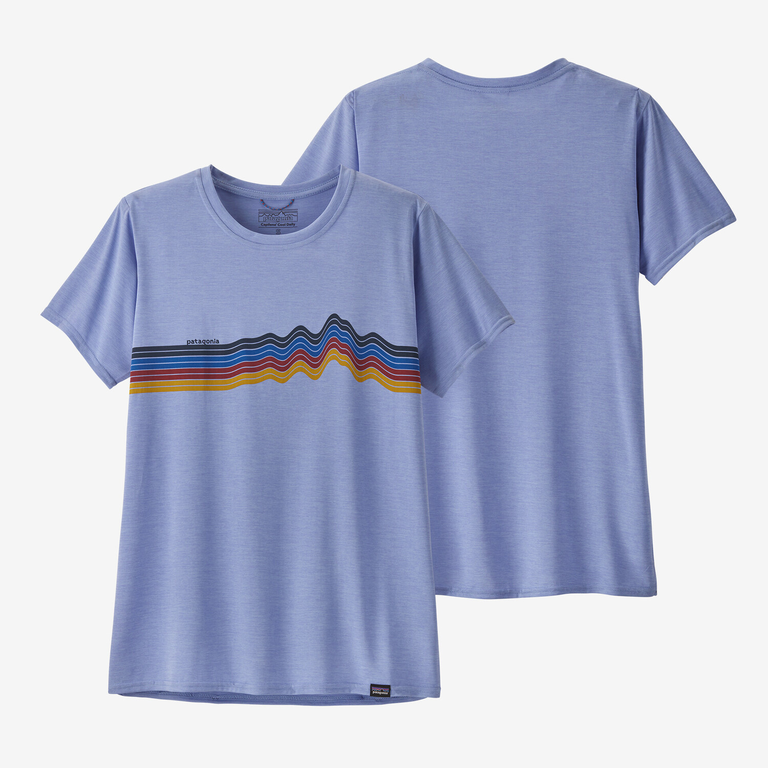 

Женская рубашка Capilene Cool с графическим рисунком на каждый день Patagonia, цвет Ridge Rise Stripe: Pale Periwinkle X-Dye