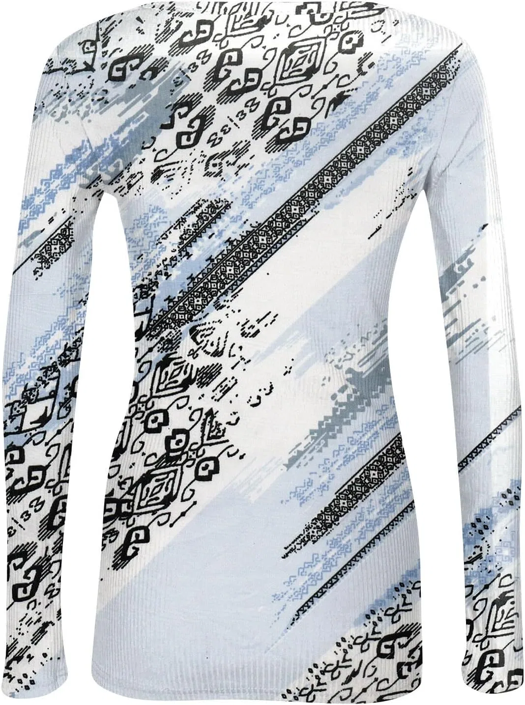 Женская футболка с длинным рукавом, Slim Fit, полосатый принт, 5-blue — фото 3