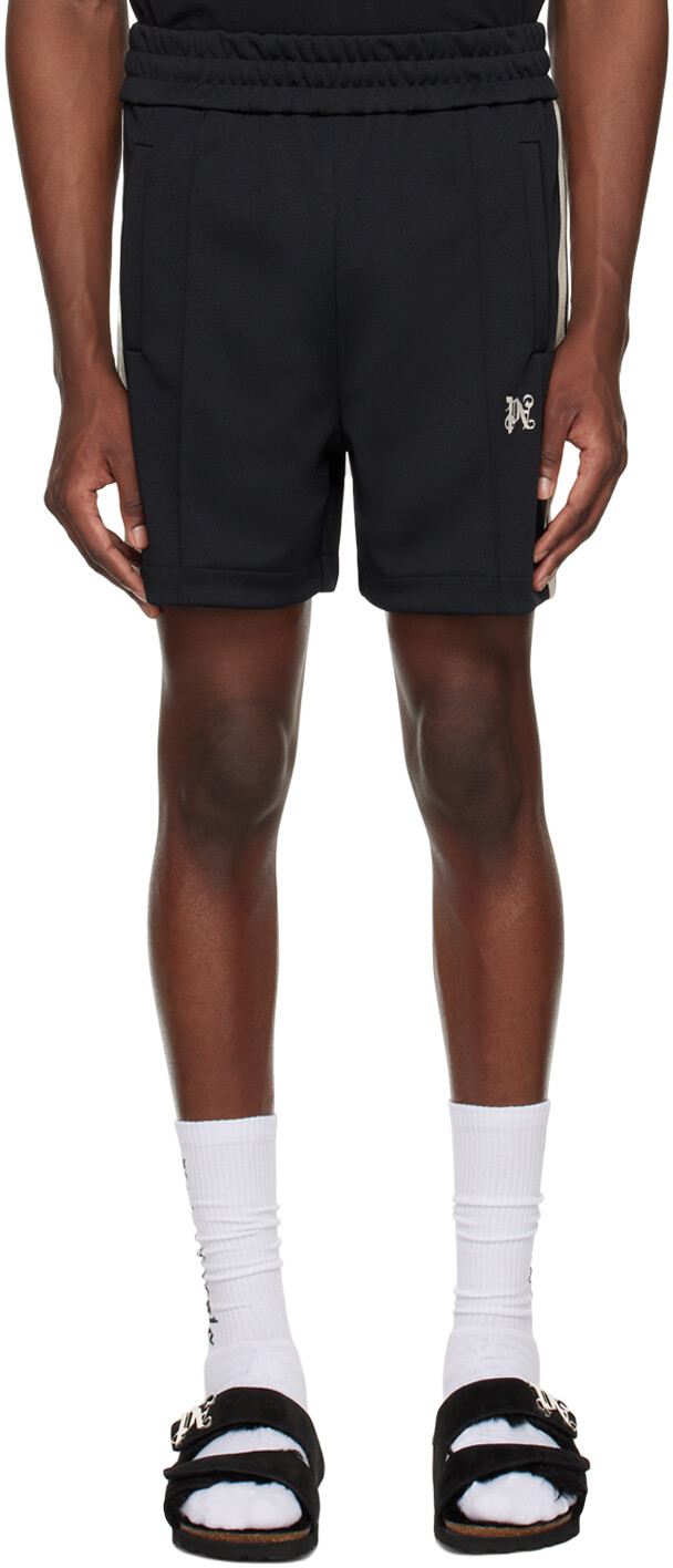 

Черные шорты с монограммой Palm Angels, цвет Black/Butter