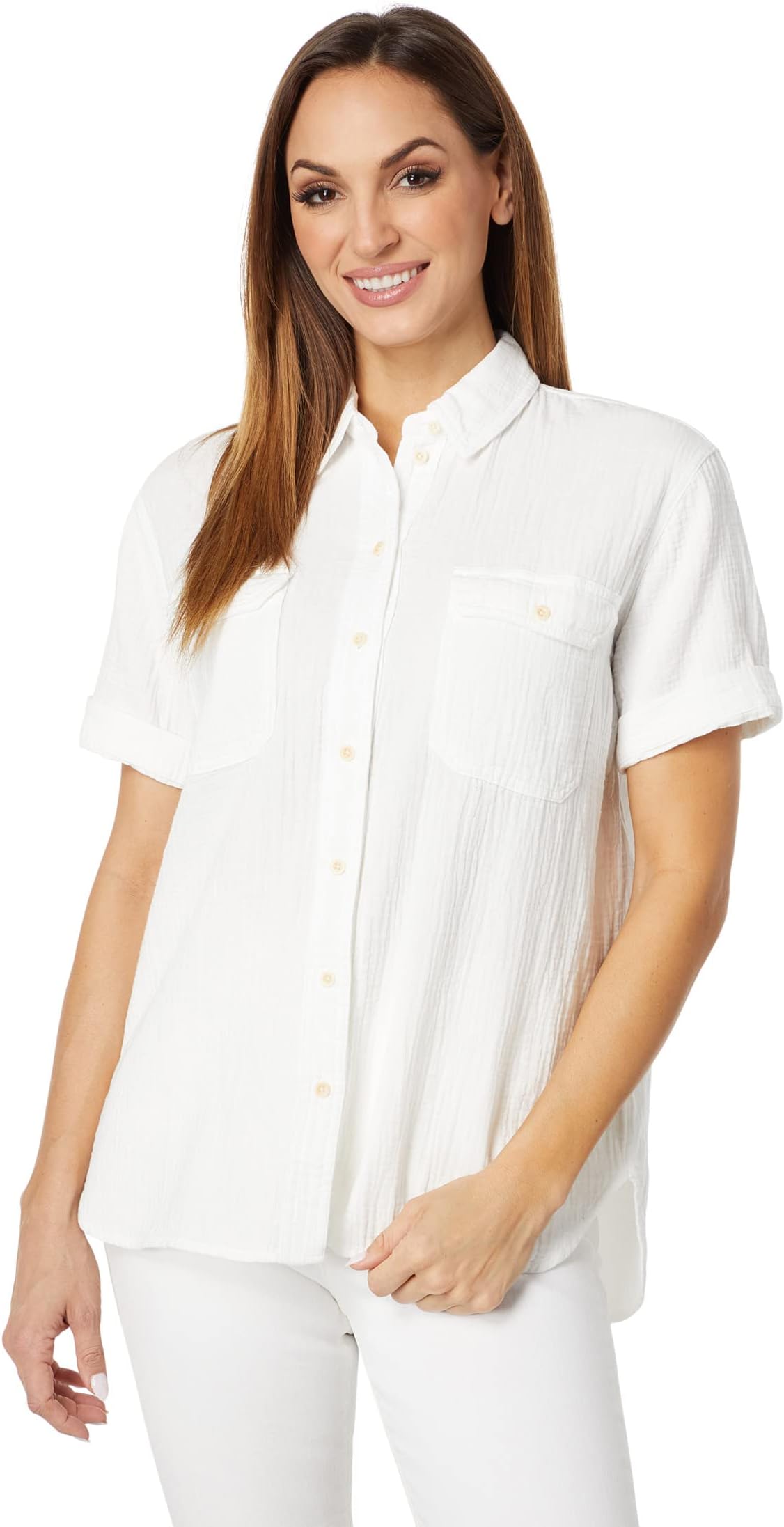 

Рубашка Madewell Lightspun Short-Sleeve Flap-Pocket Shirt, цвет Lighthouse