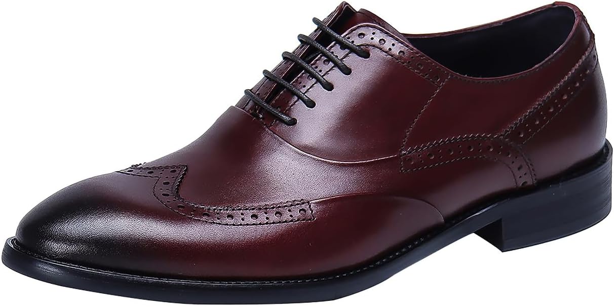 

Мужские оксфорды Santimon, официальная обувь из кожи, классические броги с крыльями, дерби, деловые, для выпускного, свадьбы, стильные, повседневные, удобные прогулочные туфли для мужчин, красный