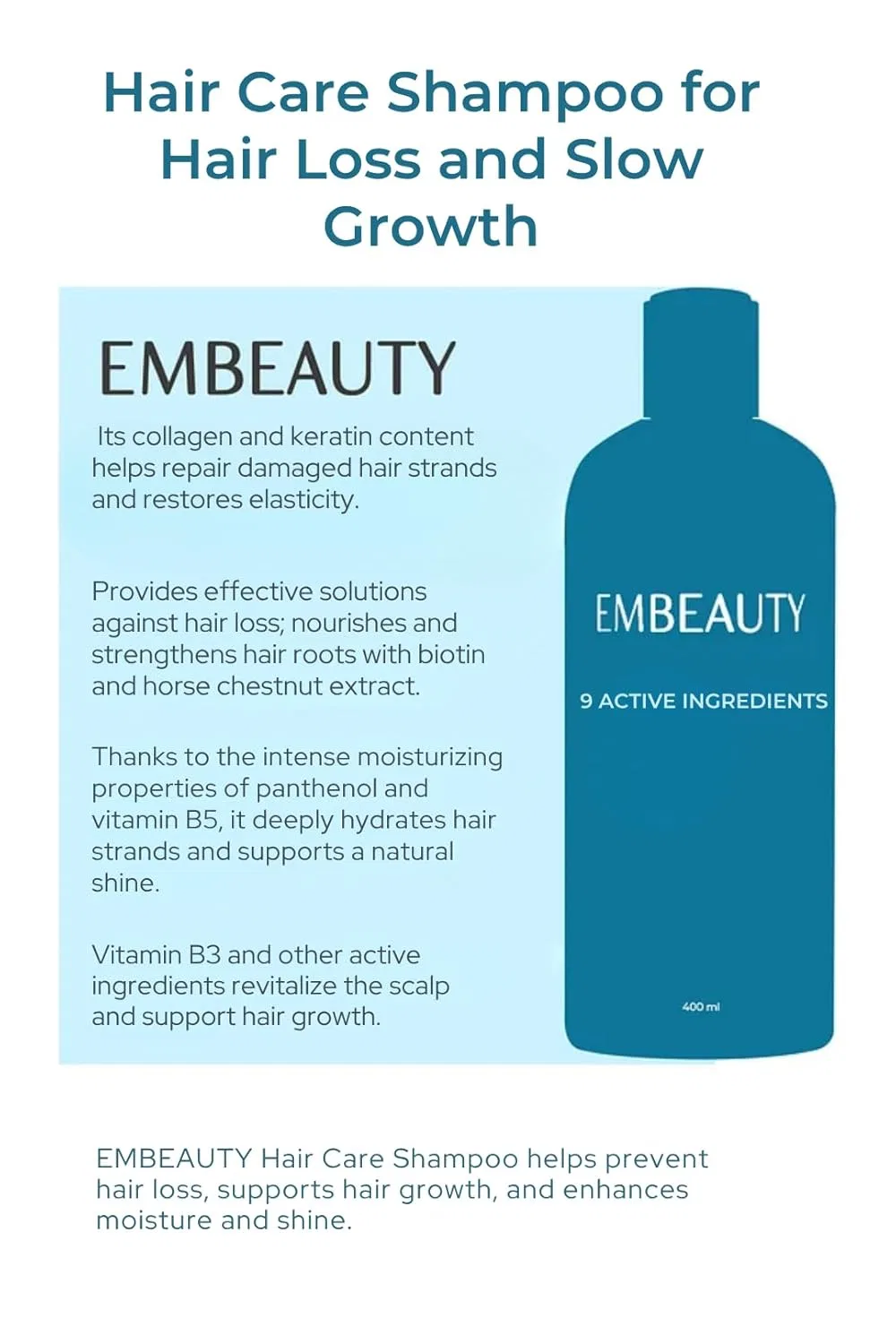 Шампунь EM Beauty с коллагеном и кератином для роста и объема волос Em — фото 4
