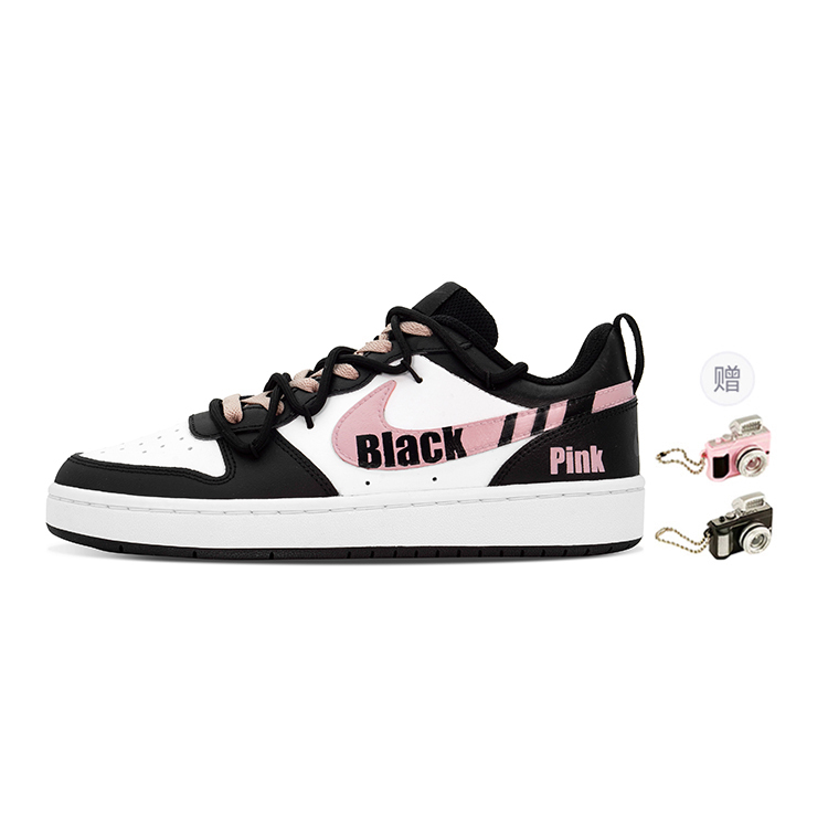 

Nike Court Borough Raspberry устойчивые к истиранию низкие детские скейтбординг кроссовки Black Pink для подростков